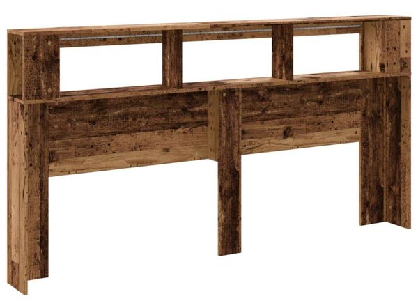 VidaXL antik fa színű szerelt fa LED-es fejtámla 200x18,5x103,5 cm