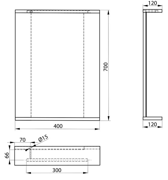 Aqualine Aqualine, KORIN tükör LED világítással 40x70x12cm, KO345S