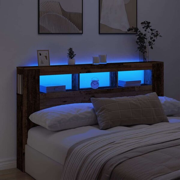 VidaXL antik fa színű szerelt fa LED-es fejtámla 180x18,5x103,5 cm