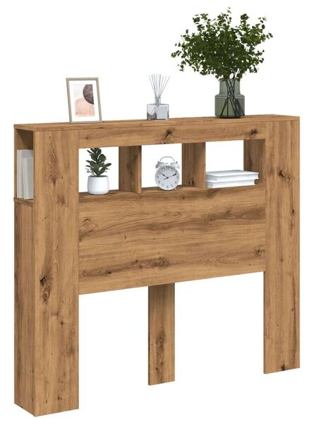 VidaXL kézműves tölgyszínű szerelt fa LED-es fejtámla 120x18,5x103,5cm