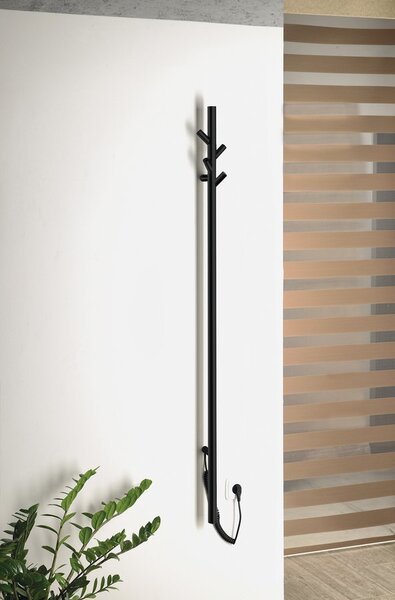 Sapho Sapho, PASADOR elektromos törölközőszárító, kerek, 150x1500 mm, 30 W, fekete matt, ER175BV