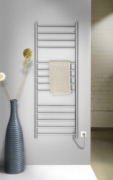 Sapho Sapho, REDONDO elektromos törölközőszárító, kerek, 630x1160 mm, 130 W, polírozott rozsdamentes acél, ER230V