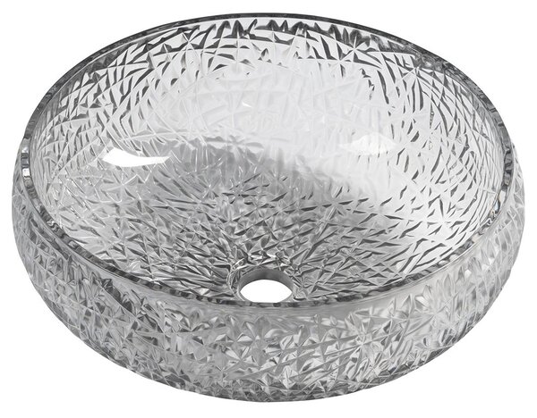 Sapho Sapho, GAVIOTA gravírozott üveg mosogató a tetején Ø 42 cm, fekete, TY306