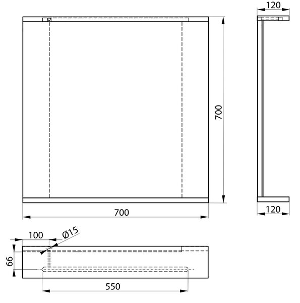 Aqualine Aqualine, KORIN STRIP tükör LED világítással 70x70x12cm, KO380S