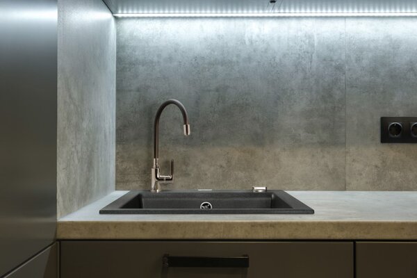 Invena Tesalia, 1 kamrás gránit mosogató 440x480x160 mm és króm szifon, INV-AZ-01-041-B