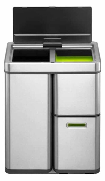 Eko Mirage Plus szemeteskosár érzékelővel, 60 l, hangtalan fedél nyitás/zárás, 3 kivehető szemetes, érintőgombok, fényjelzők, kompakt, rozsdamentes acél