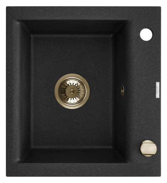 Invena Tesalia, 1 kamrás gránit mosogató 440x480x160 mm és arany szifon, INV-AZ-01-Z41-B
