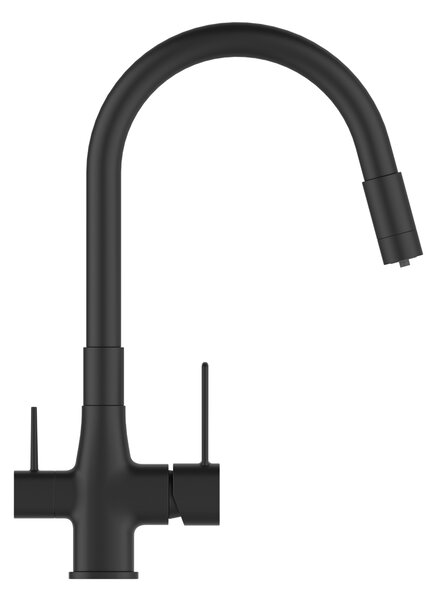 Invena Magic, szabadon álló mosogatócsap flexibilis karral és ivóvízszűrővel, fekete, INV-BZ-08-F04-V