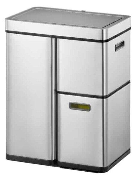 Eko Mirage Plus szemeteskosár érzékelővel, 60 l, hangtalan fedél nyitás/zárás, 3 kivehető szemetes, érintőgombok, fényjelzők, kompakt, rozsdamentes acél