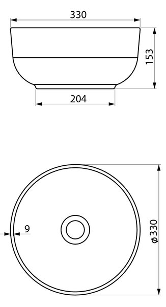 Sapho Sapho, EMMI kerámia asztali mosogató, átmérő 33 cm, fehér, TU0077