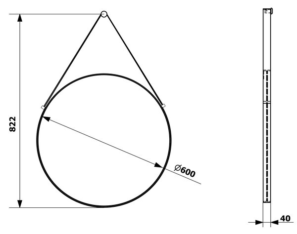 Sapho Sapho, ORBITER kerek tükör pánttal, ø 60cm, arany matt, ORT060G