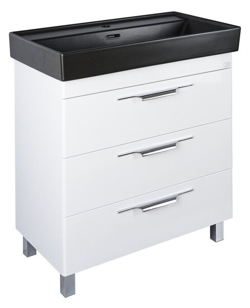 TMP TRIO 80 álló fürdőszobabútor - CeraStyle SHARP FEKETE mosdóval - 80 x 48 cm