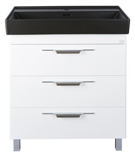 TMP TRIO 80 álló fürdőszobabútor - CeraStyle SHARP FEKETE mosdóval - 80 x 48 cm