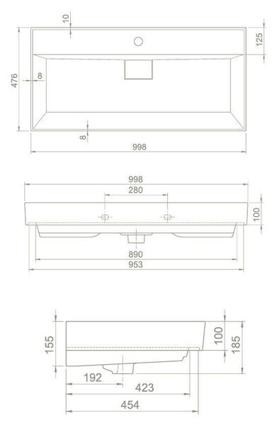 TMP SHARP 100 fali fürdőszobabútor - CeraStyle SHARP - 37500 - 1 csaplyukkal - 100 x 48 cm