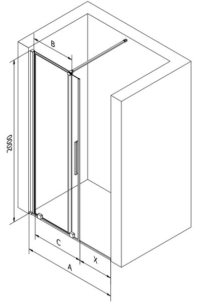 Mexen Velar, nyitható tolóajtó 80x200 cm, 8mm átlátszó üveg, grafit matt, 871-080-000-01-66