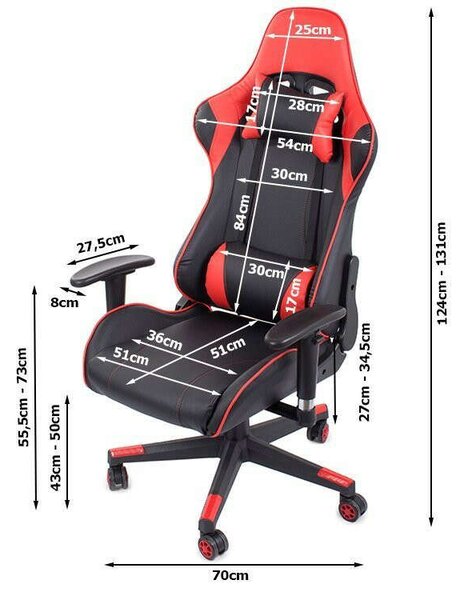 Irodai forgószék Gamer szék, fekete/piros v2