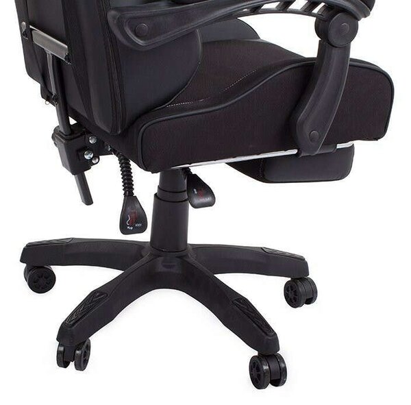 Gamer forgószék, irodai fotel, lábtámasszal, fekete