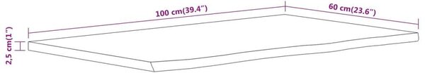 VidaXL tömör akácfa téglalap alakú fürdőszobai pult 100 x 60 x 2,5 cm