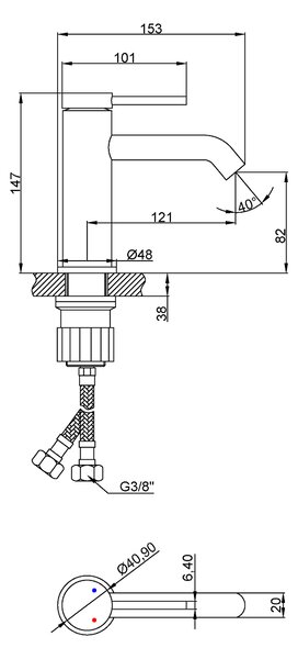 Invena Kalitea, mosogató csaptelep h-147, fekete matt, INV-BU-72-004-V