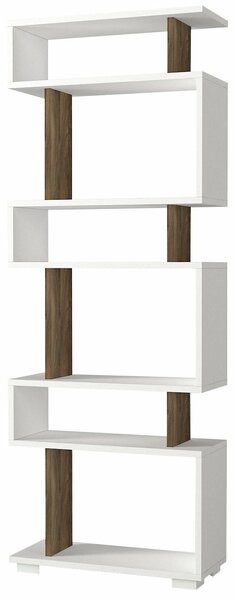 Könyvespolc Bonami 745DCD3606, 165x60 cm, 6 szint, melamin bevonat, fehér/barna