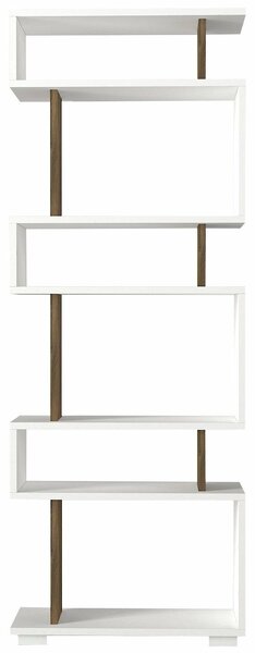 Könyvespolc Bonami 745DCD3606, 165x60 cm, 6 szint, melamin bevonat, fehér/barna
