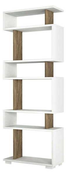 Könyvespolc Bonami 745DCD3606, 165x60 cm, 6 szint, melamin bevonat, fehér/barna