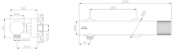 Invena Moonlight, fali zuhanycsaptelep 150 mm, fekete-rózsa arany, INV-BN-77-014-V