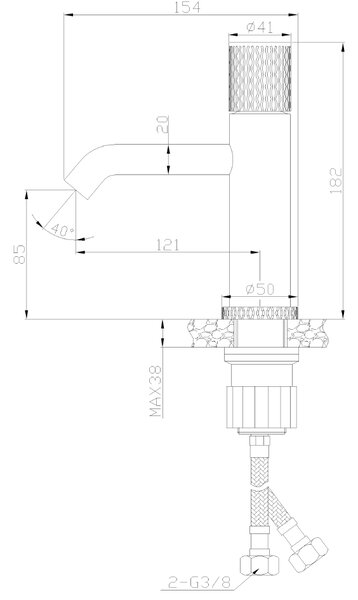 Invena Moonlight, mosogató csaptelep h-182, fekete-rózsa arany, INV-BU-77-014-V