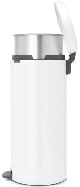 Brabantia NewIcon pedálos hulladékgyűjtő szagmentesen záródó Soft-Close fedél, acél belső tartály, 30L - G méret, acél, fehér - 114748