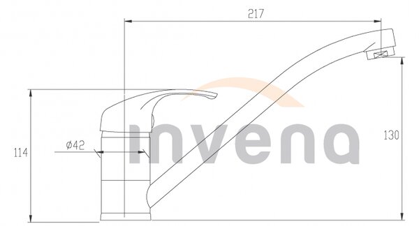 Invena Mitris, alacsony mosogatócsap forgatható karral, fekete matt, INV-BZ-79-004-A