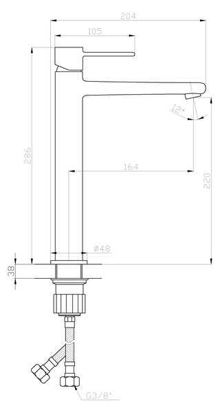 Invena Trend, magas mosdócsaptelep h-286, matt réz, INV-BU-02-W14-V