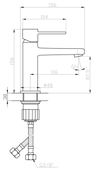 Invena Trend, mosogató csaptelep h-156, réz matt, INV-BU-02-014-V