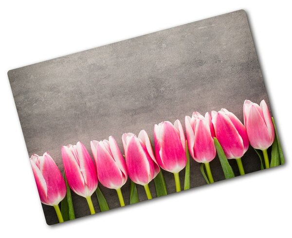 Üveg vágódeszka Rózsaszín tulipánok