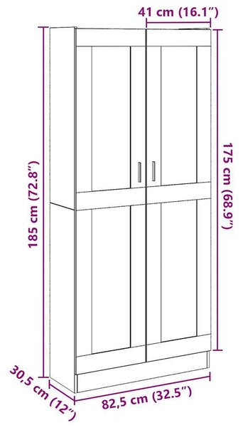 VidaXL kézműves tölgy színű szerelt fa magasszekrény 82,5x30,5x185 cm
