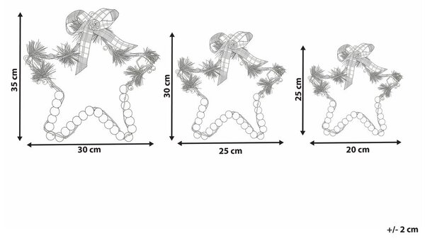 Függődísz háromdarabos szettben LED KALLAVESI Csillag 25/30/35 cm Fehér