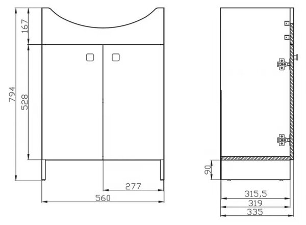 Cersanit Cersania+Rubid, mosdószekrény + mosdó 60 cm, fehér, S805-002-DSM