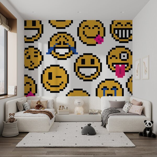 Fotótapéta Sárga smiley arcok csoportja, Absztrakt fotótapéta, Népszerű fotótapéta, w01942 - Tapeko.hu