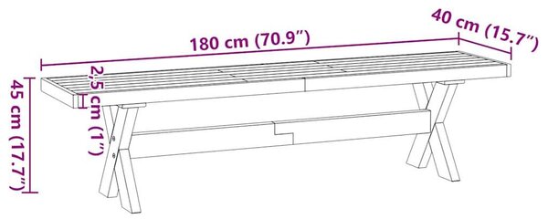 VidaXL étkezőpad NOAIN X alakú lábak 180x40x45 cm tömörfa fenyőfa