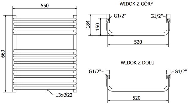 Mexen Apollo, elektromos fűtőelem 660x550 mm + fűtőrúd 600 W, fehér, W117-0660-550-2600-20