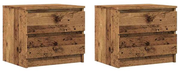 VidaXL 2 db antik fa színű szerelt fa éjjeliszekrény 50 x 40 x 43,5 cm
