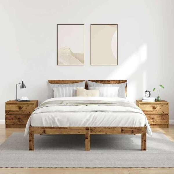 VidaXL 2 db antik fa színű szerelt fa éjjeliszekrény 50 x 40 x 43,5 cm