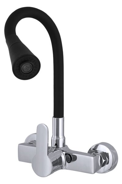 Gamma Flex 3000, falra szerelhető mosogató csaptelep rugalmas karral, fekete-króm, GMA-BFXS-3000BK