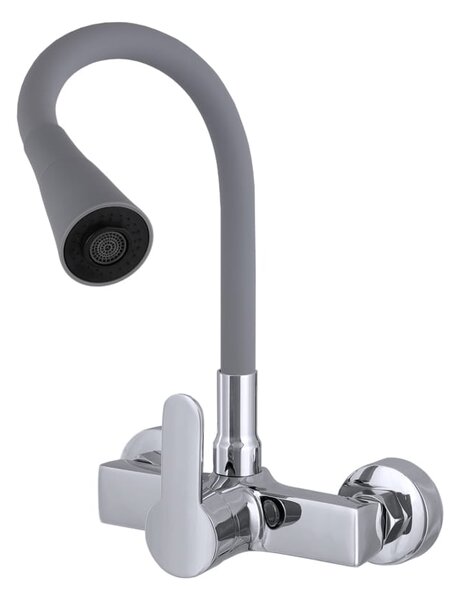 Gamma Flex 3000, falra szerelhető mosogató csaptelep rugalmas karral, szürke-króm, GMA-BFXS-3000G