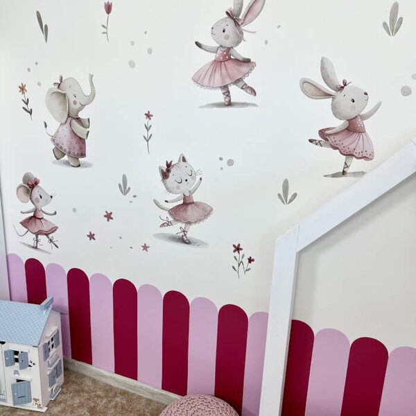 INSPIO - átragasztható textil matrica - Falmatrica - Kis balerinák