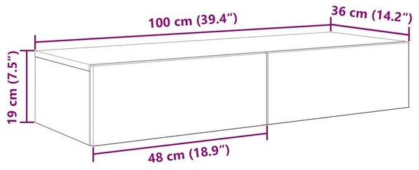 VidaXL Falipolc fiókokkal sonoma tölgy 100x36x19 cm műszaki fa