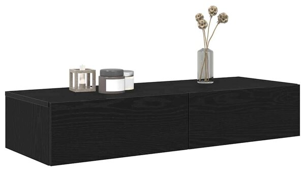 VidaXL Falipolc fiókokkal fekete 100x36x19 cm műszaki fa