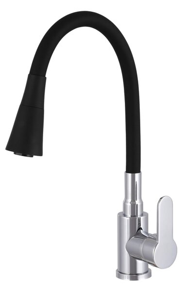 Gamma Flex 3000, szabadon álló mosogató csaptelep rugalmas karral, fekete-króm, GMA-BFX-3000CH