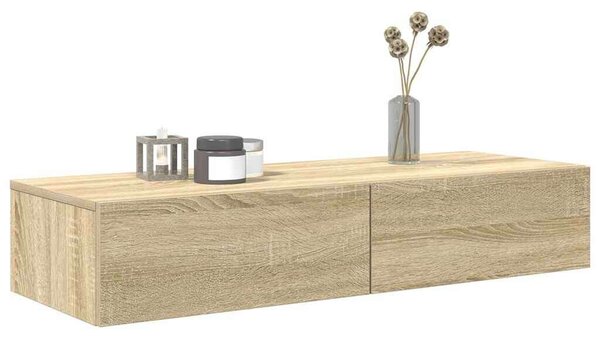 VidaXL Falipolc fiókokkal sonoma tölgy 100x36x19 cm műszaki fa