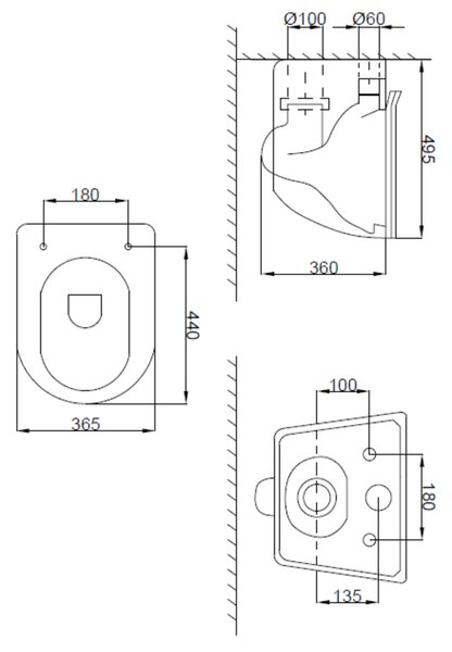 Invena Tinos, falra akasztható WC csésze Perem nélküli 495x365x360 mm + SLIM wc ülőke lassan záródó, fehér fényes, INV-CE-91-001-W