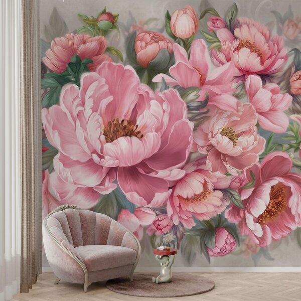 Fotótapéta Rózsaszín virágok festése, Modern fotótapéta, Modern fotótapéta, w01966 - Muralas.hu